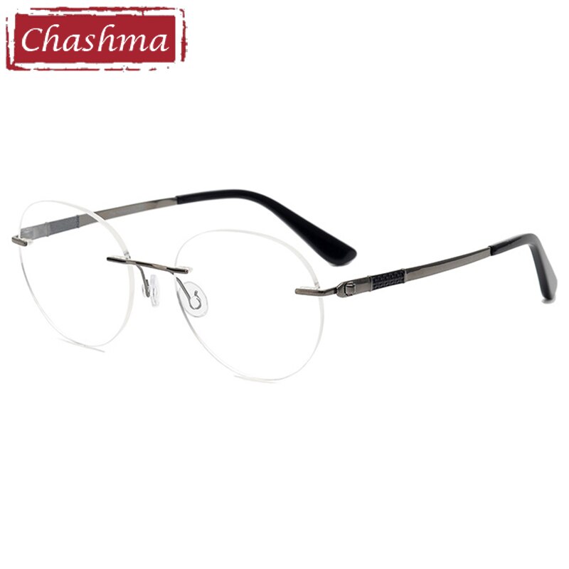 Chashma Ottica Men's Rimless Round Titanium Eyeglasses 5012 Rimless Chashma Ottica Gray  