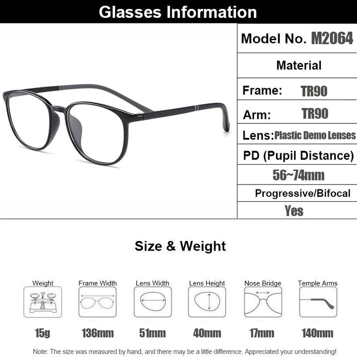 Gmei Women's Eyeglasses Ultralight Tr90 Plastic Round M2064 Full Rim Gmei Optical   