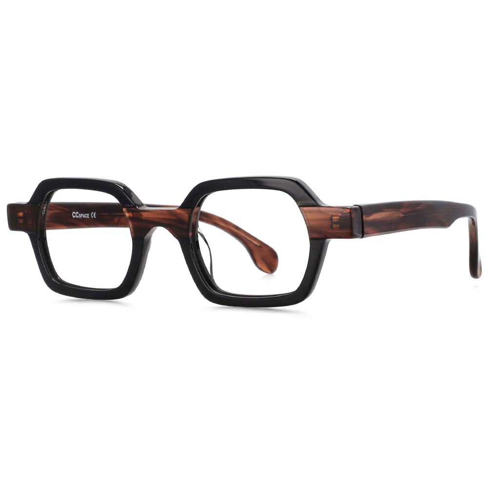 CCSpace Unisex Full Rim Square Acetate Small Punk Frame Eyeglasses 49804 Full Rim CCspace Black  