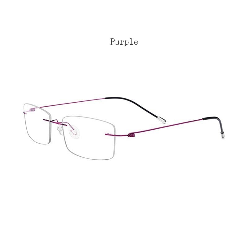 Hdcrafter Women's Rimless Rectangle Titanium Frame Eyeglasses P8361 Rimless Hdcrafter Eyeglasses purple  