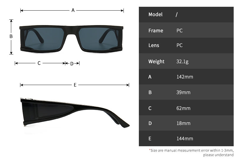 CCSpace Unisex Full Rim Rectangle Resin Goggle Frame Sunglasses 46198 Sunglasses CCspace Sunglasses   