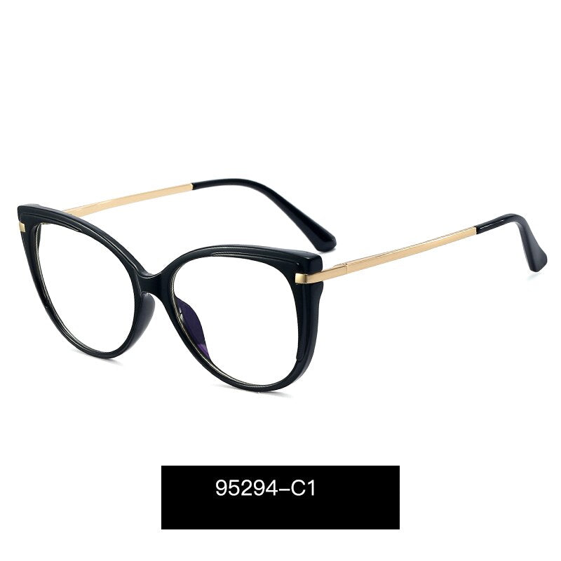 Hotony Women's Full Rim Square Cat Eye Tr 90 Alloy Eyeglasses 95294 Full Rim Hotony C1  