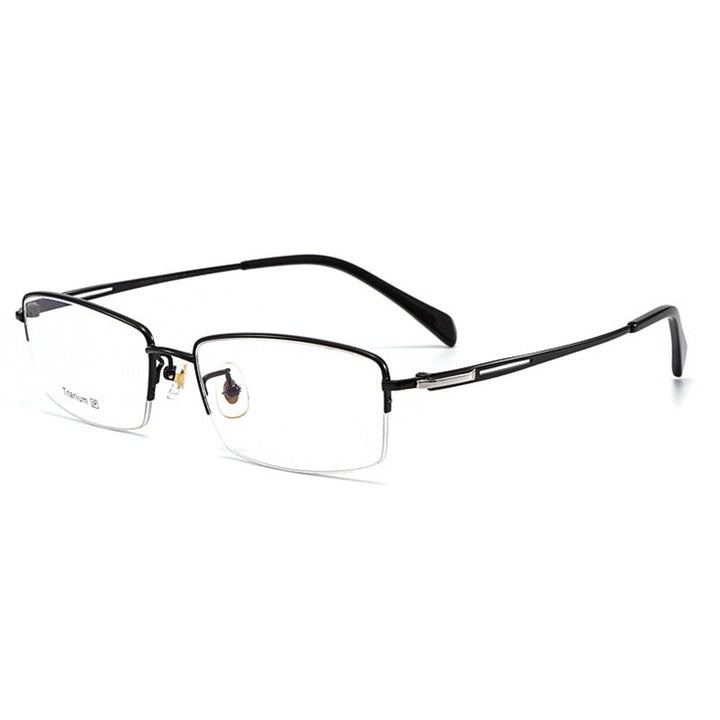 Hotochki Men's Semi Rim Titanium Frame Eyeglasses 8906 Semi Rim Hotochki black  