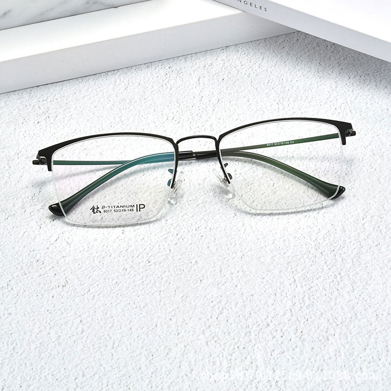 Handoer Unisex Semi Rim Square Titanium Eyeglasses 8017 Semi Rim Handoer   