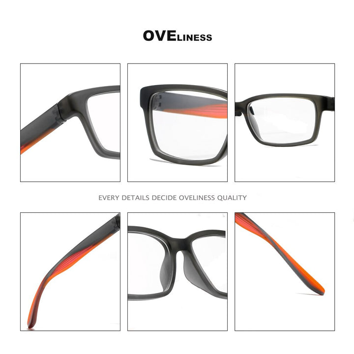 Oveliness Men's Full Rim Square Tr 90 Titanium Eyeglasses 7103 Full Rim Oveliness   
