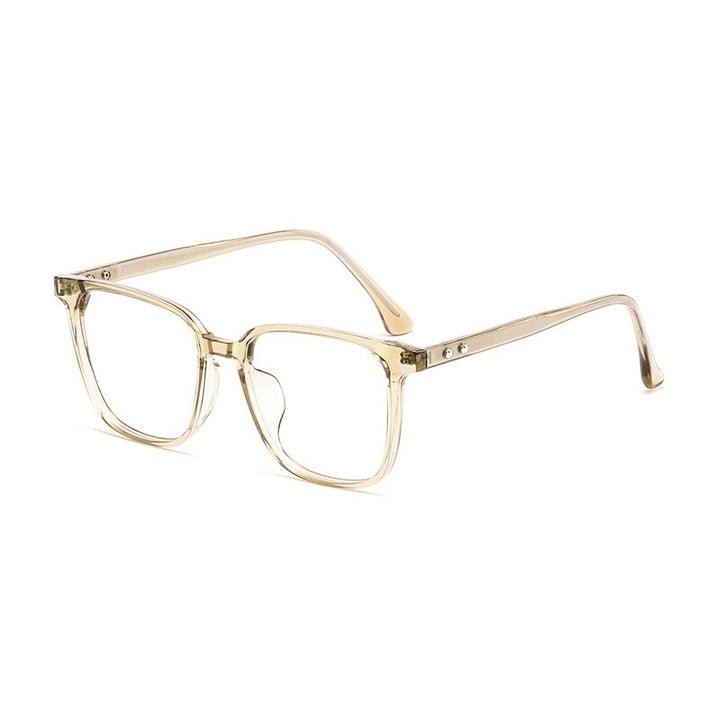 KatKani Unisex Full Rim Acetate Square Frame Eyeglasses 1008b Full Rim KatKani Eyeglasses Transparent Tea  