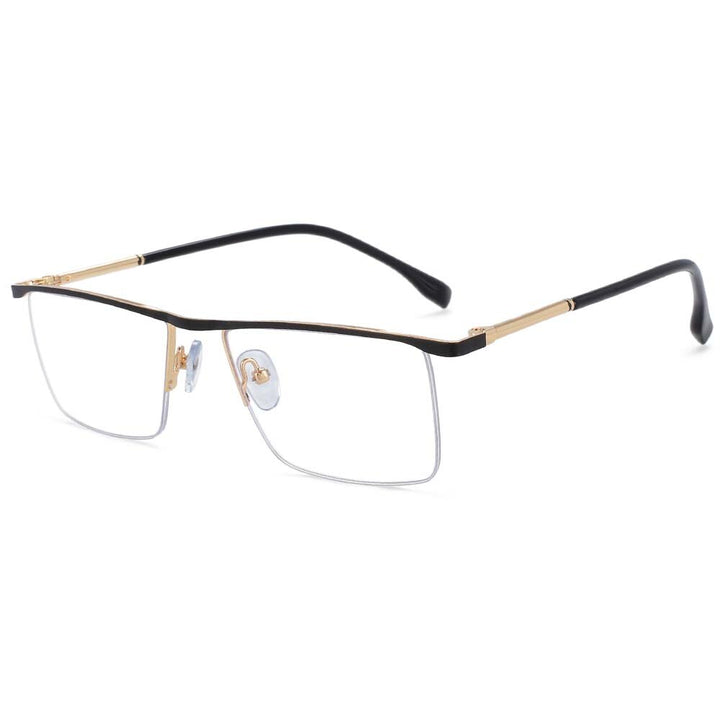 CCSpace Unisex Semi Rim Rectangle Alloy Frame Eyeglasses 54072 Semi Rim CCspace China gold-black 