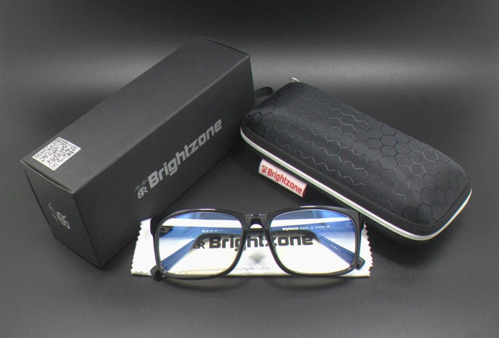 Men's Eyeglasses Computer Glasses Anti Blue Ray Light Cr39 Frame Brightzone Bright black Case 2  