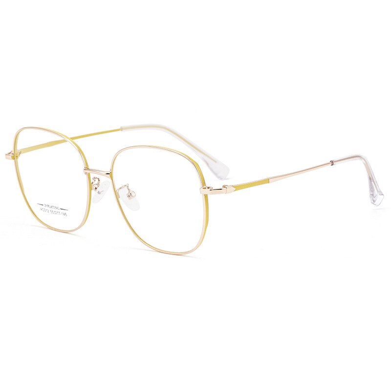KatKani  Unisex Full Rim Square IP Plated Titanium Alloy Frame Eyeglasses Ac012 Full Rim KatKani Eyeglasses Yellow Rose Gold  