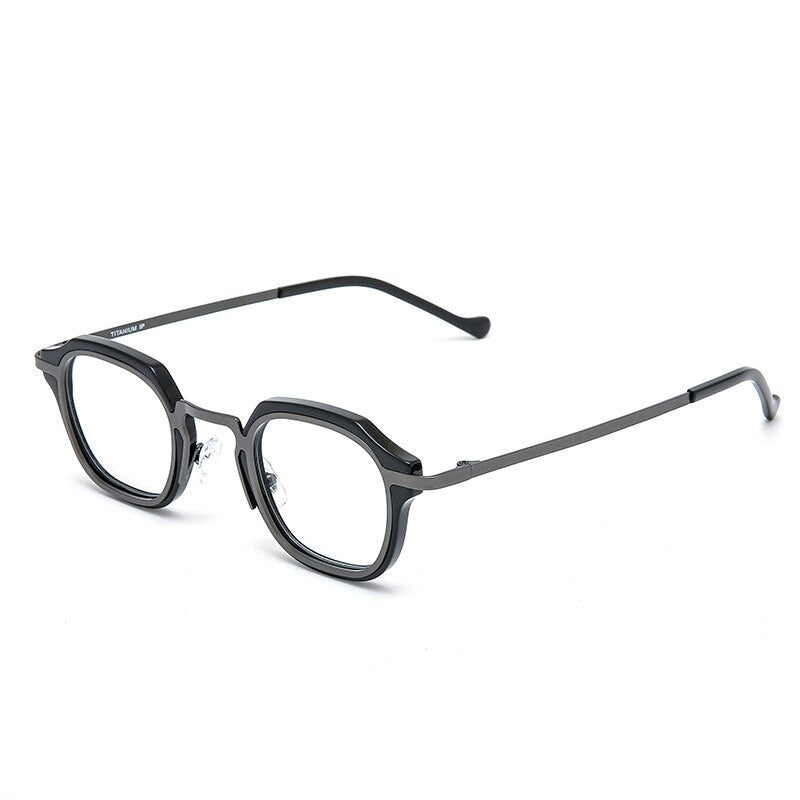 Aissuarvey Titanium Acetate Plated Full Round Rim Frame Unisex Eyeglasses Frame Aissuarvey Eyeglasses black gray CN 