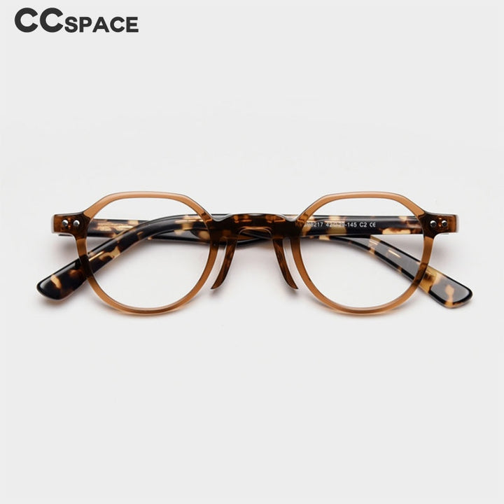 CCspace Unisex Full Rim Round Acetate Frame Eyeglasses 49806 Full Rim CCspace   