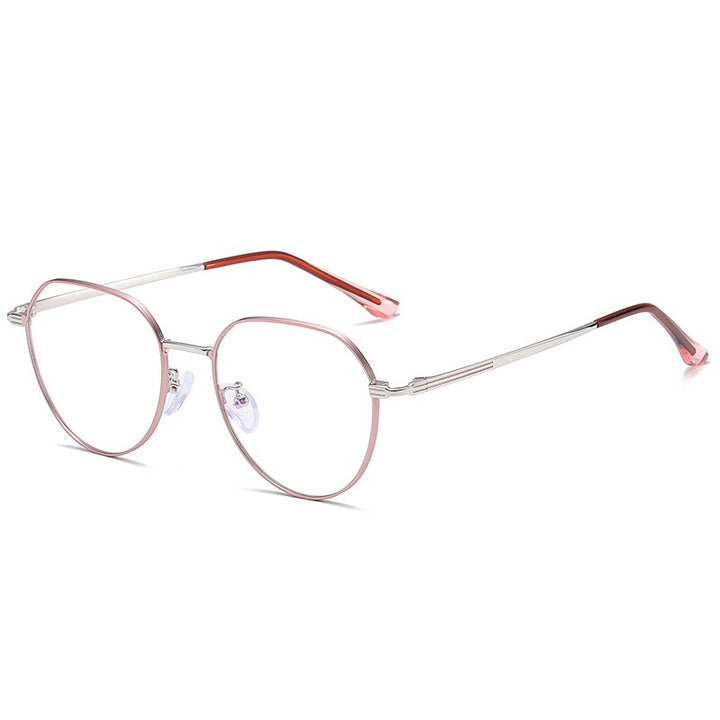 Yimaruili Women's  Full Rim Alloy Frame Eyeglasses 1909 Full Rim Yimaruili Eyeglasses Pink Silver  