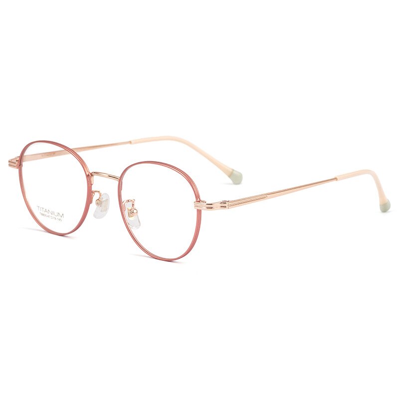 Aissuarvey Titanium Round Full Rim Frame Unisex Eyeglasses T8805 Full Rim Aissuarvey Eyeglasses Pink  