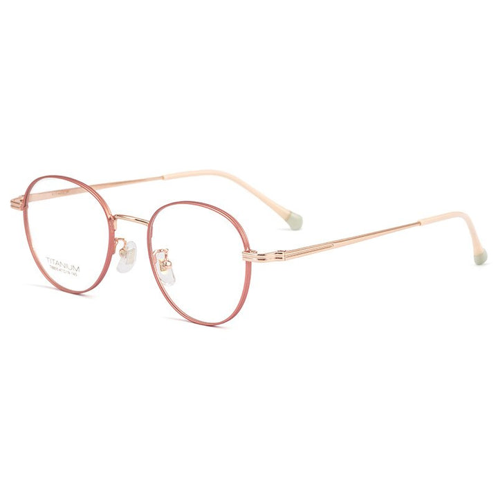 Aissuarvey Titanium Round Full Rim Frame Unisex Eyeglasses T8805 Full Rim Aissuarvey Eyeglasses Pink  