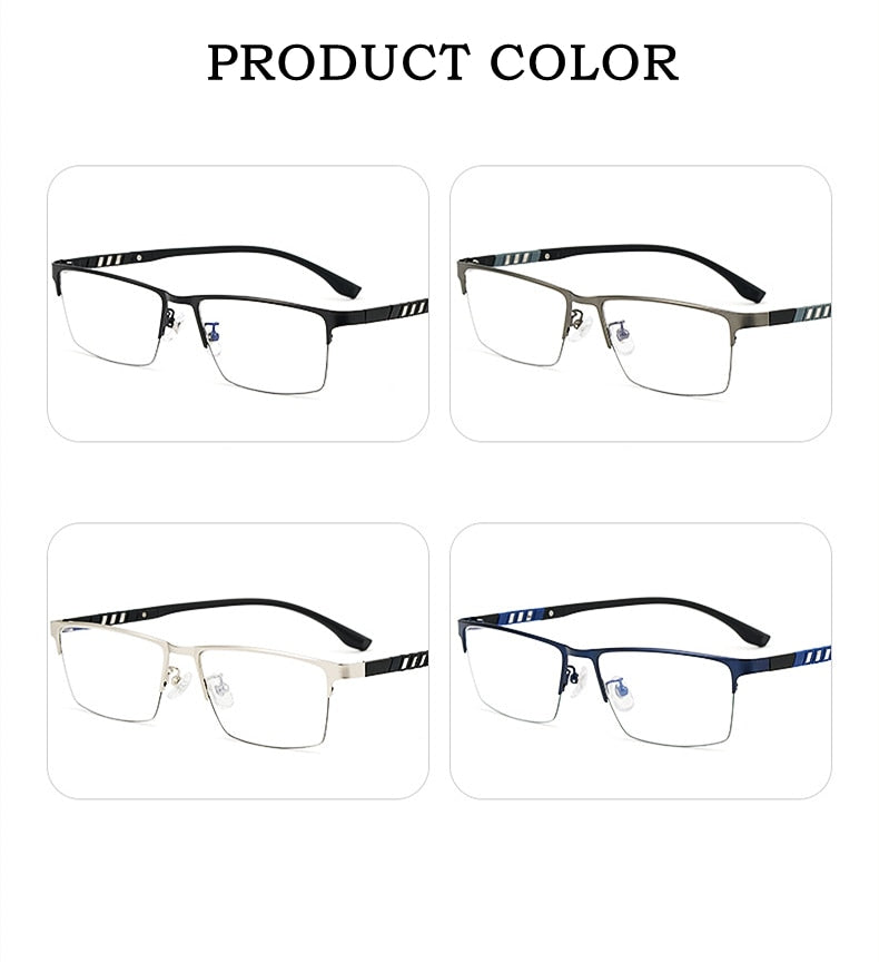 Yimaruili Men's Semi Rim Titanium Alloy Frame Eyeglasses P9806 Semi Rim Yimaruili Eyeglasses   