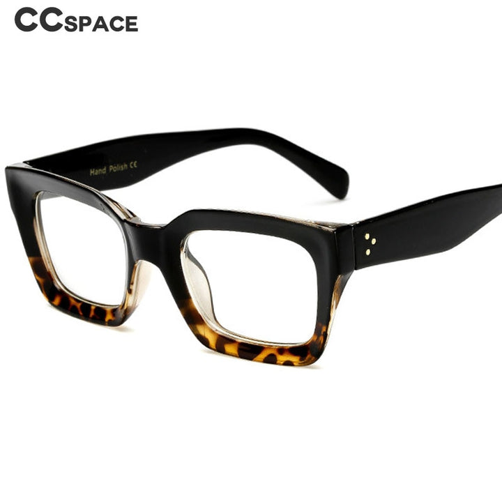 CCSpace Unisex Full Rim Square Cat Eye Resin Rivet Frame Eyeglasses 47105 Full Rim CCspace leopard clear  