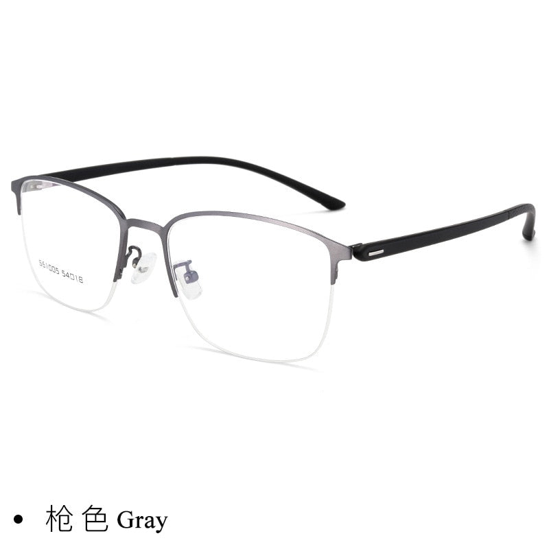 Men's Full Rim IP Electroplated Titanium Alloy Frame Eyeglasses 61005 Full Rim Bclear gray  