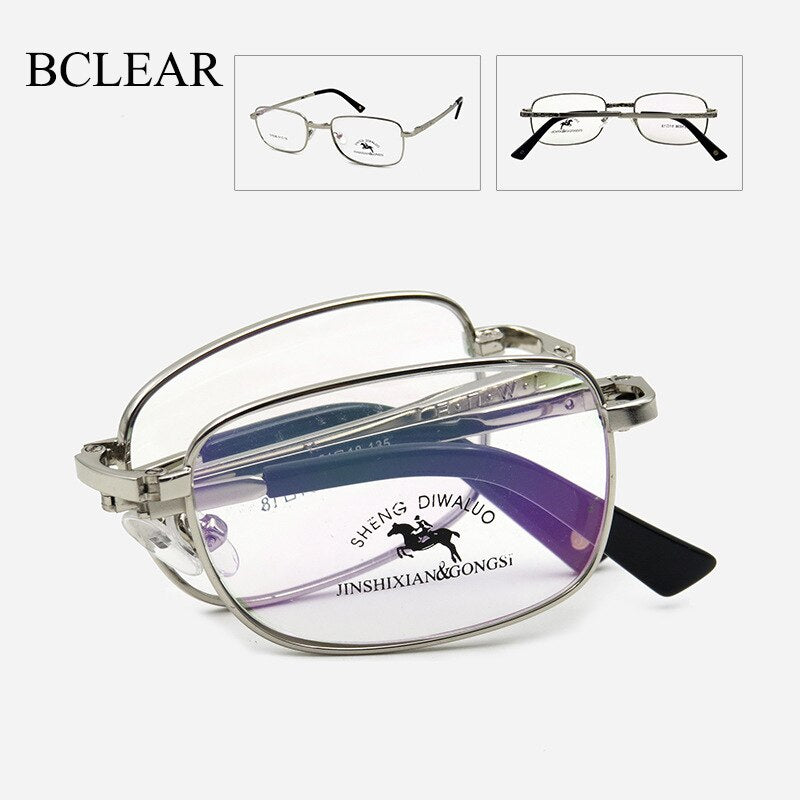 Men's Foldable Full Rim Alloy Frame Eyeglasses  Zt1036 Full Rim Bclear gray  