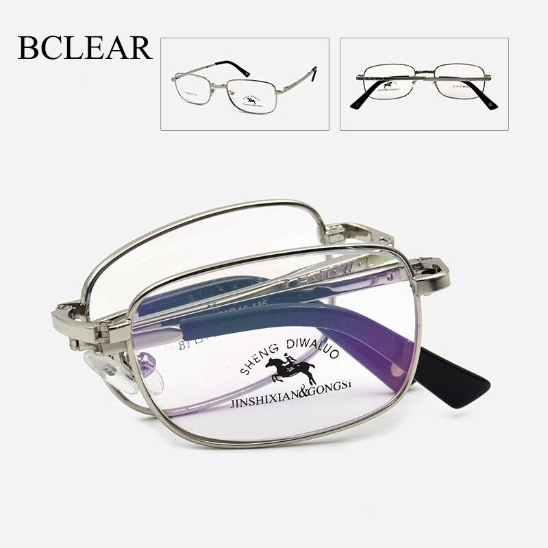 Bclear Men's Foldable Full Rim Alloy Frame Eyeglasses  Zt1036 Full Rim Bclear gray  