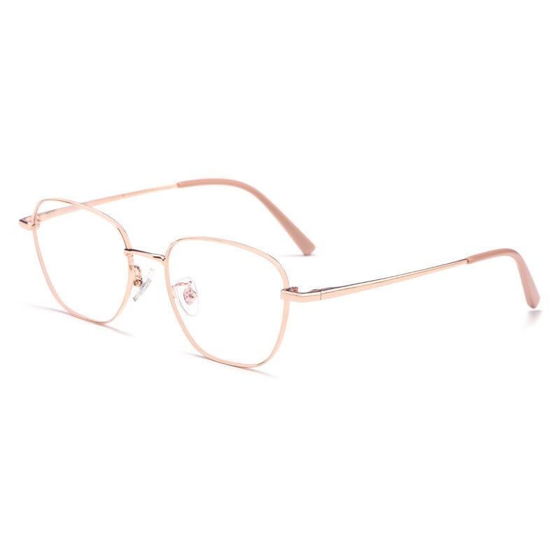 Yimaruili Unisex Full Rim Polygonal Titanium Frame Eyeglasses 9026JY Full Rim Yimaruili Eyeglasses Rose Gold  
