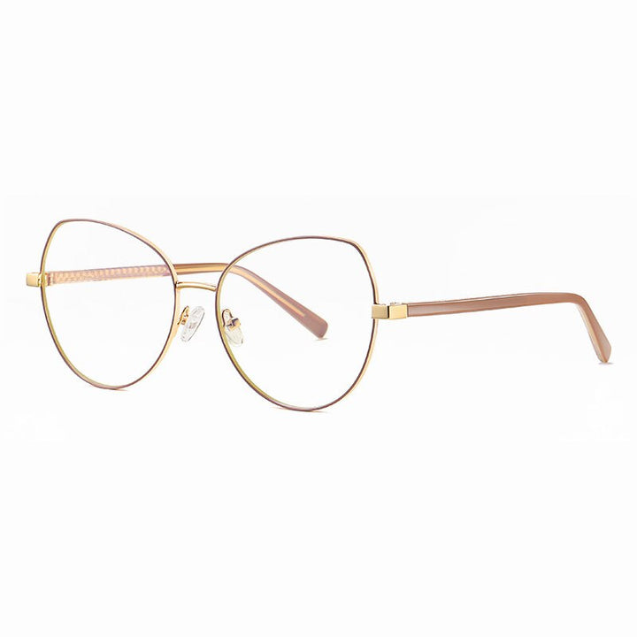 Hotony Women's Full Rim TR 90 Resin Alloy Round Frame Eyeglasses 3001 Full Rim Hotony Coffee Gold  