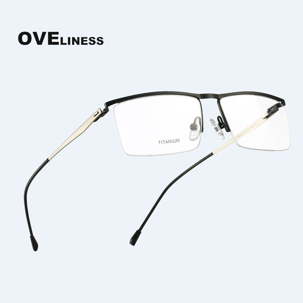 Oveliness Men's Semi Rim Square Titanium Alloy Eyeglasses Ol88p27 Semi Rim Oveliness   