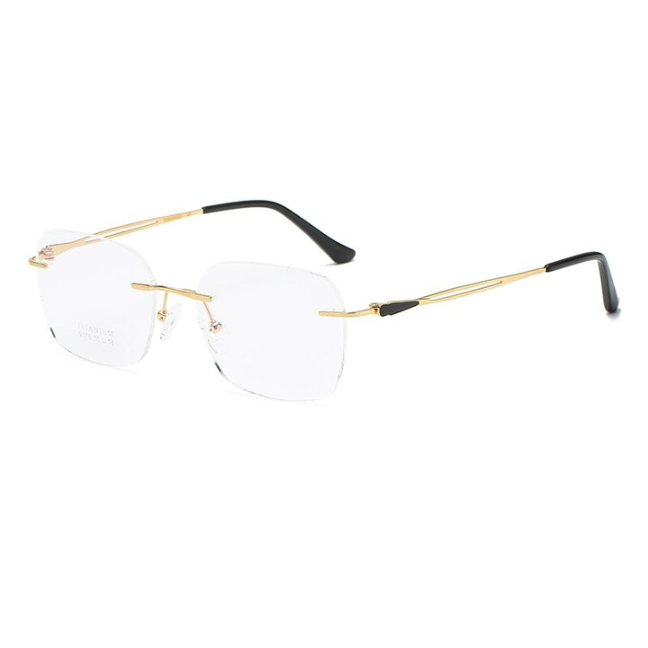 Zirosat 9175 Unisex Eyeglasses Pure Titanium Rimless Rimless Zirosat golden  