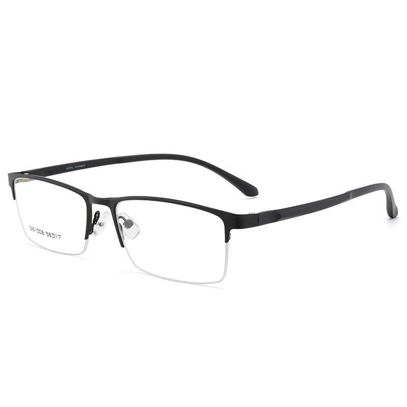 Handoer Men's Semi Rim Square Titanium Alloy Eyeglasses 61006 Semi Rim Handoer Black  