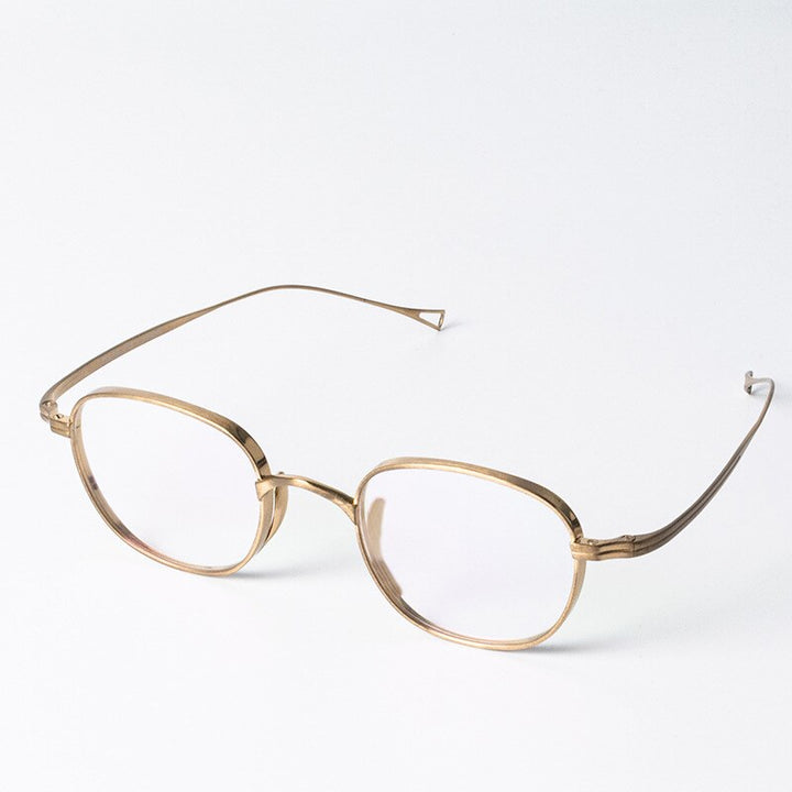 Aissuarvey Small Oval Titanium Full Rim Frame Unisex Eyeglasses Jz8016 Full Rim Aissuarvey Eyeglasses Gold  