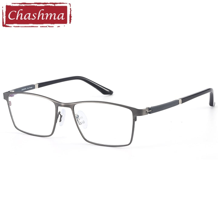 Chashma Ottica Men's Full Rim Large Square Titanium Alloy Eyeglasses 9493 Full Rim Chashma Ottica Gray  