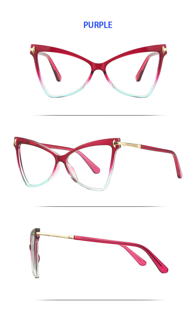 Hotony Women's Full Rim Cat Eye TR 90 Frame Eyeglasses 2077 Full Rim Hotony   