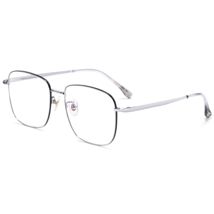Yimaruili Unisex Full Rim Titanium Round Frame Eyeglasses T3501 Full Rim Yimaruili Eyeglasses Black Silver  