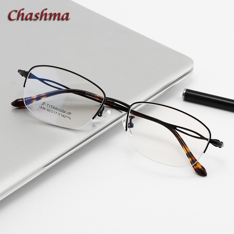 Chashma Ochki Women's Semi Rim Square Titanium Eyeglasses 1836 Semi Rim Chashma Ochki   