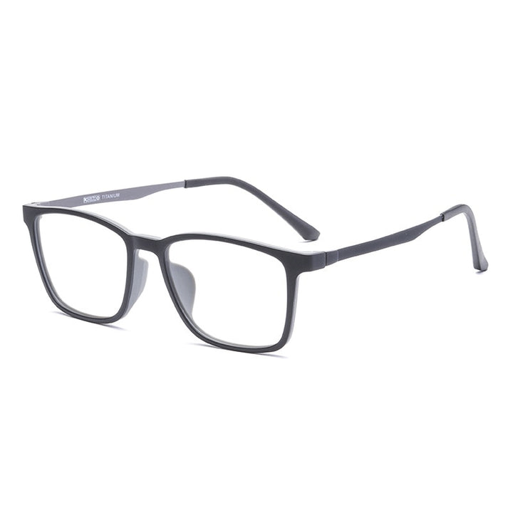 KatKani Men's Full Rim Titanium Frame Eyeglasses Hr3067 Full Rim KatKani Eyeglasses Black Gray  