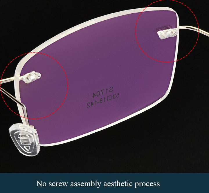 Unisex Rimless Alloy Frame Screwless Eyeglasses Spring Hinge Zt1704 Rimless Bclear   