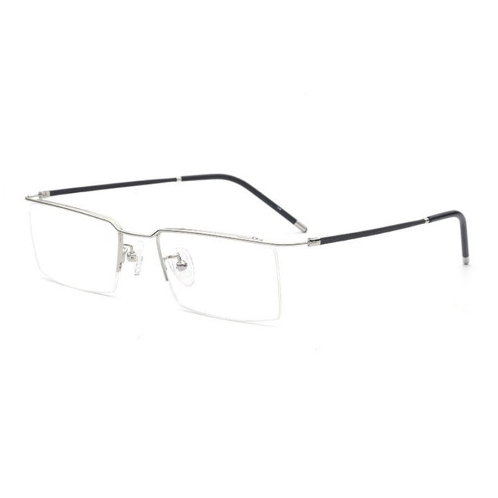 Hotochki Unisex Semi Rim Titanium Alloy Frame Eyeglasses 6341 Semi Rim Hotochki SILVER  