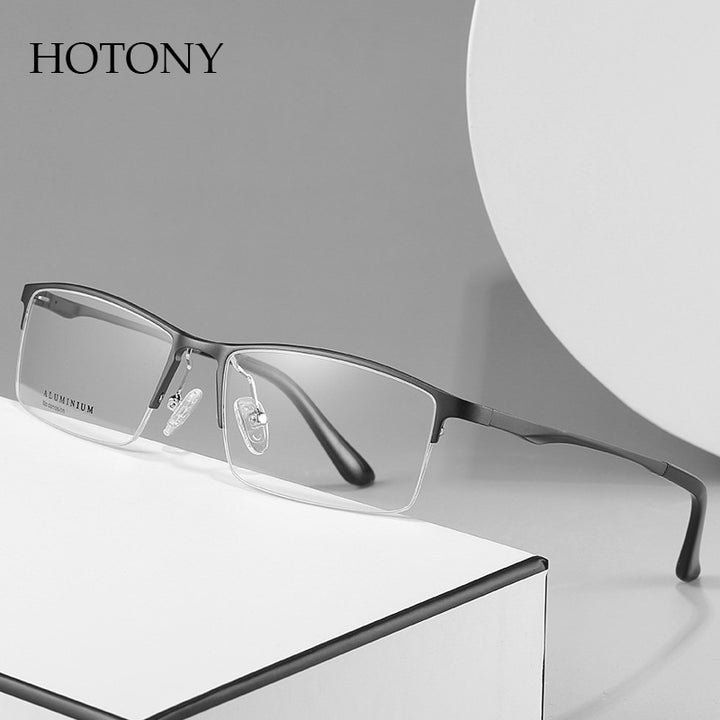 Hotony Unisex Semi Rim Rectangle Alloy Frame Eyeglasses 6263 Semi Rim Hotony   