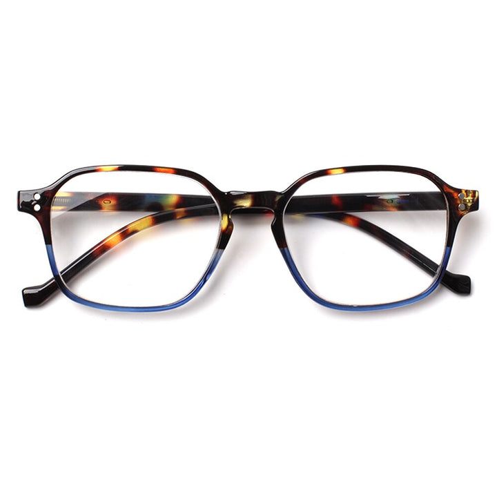 Henotin Eyeglasses Unisex Stylish Rectangular Reading Glasses Spring Hinge Diopter 0 To 1.50 Reading Glasses Henotin 0 blue1 