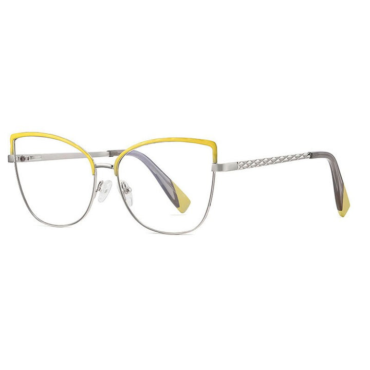 Hotony Women's Full Rim Cat Eye TR 90 Resin Alloy Frame Eyeglasses 3024 Full Rim Hotony Yellow  