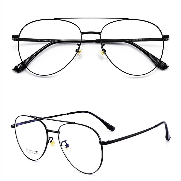 Yimaruili Unisex Full RIm Double Bridge β Titanium Frame Eyeglasses 8826 Full Rim Yimaruili Eyeglasses Black China 