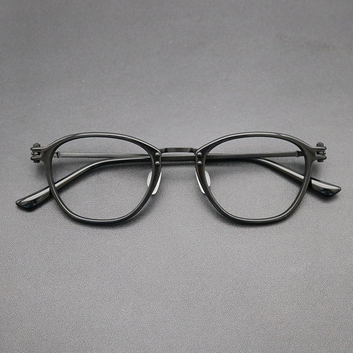 Gatenac Unisex Full Rim Square Titanium Acetate Frame Eyeglasses Gxyj697 Full Rim Gatenac Black  