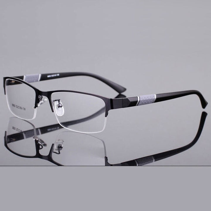 Unisex Half Rim Alloy Tr 90 Temple Eyeglasses 2531 Semi Rim Bclear black  