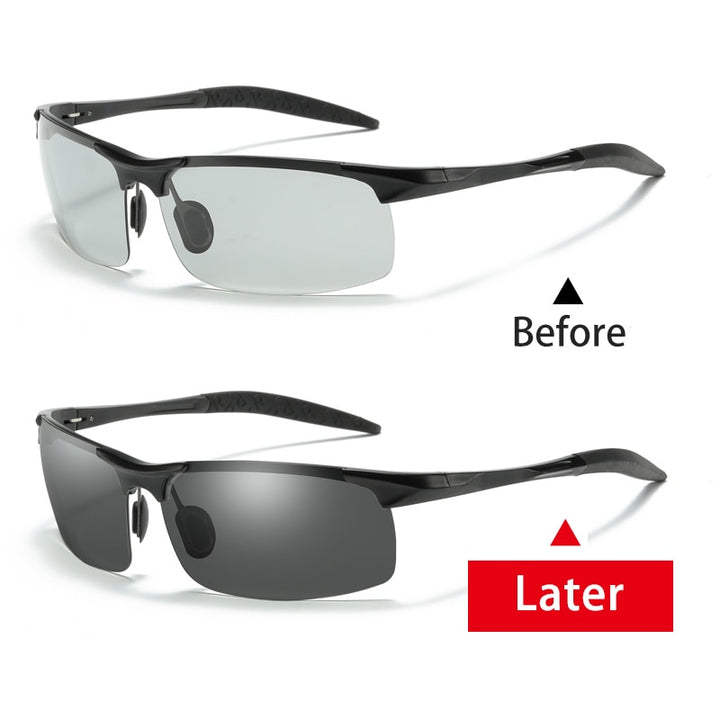 Aidien Unisex Aluminum Magnesium Photochromic Myopic Sunglasses B8177 C1 C2 C3 Sunglasses Aidien Polarized-C1 0 