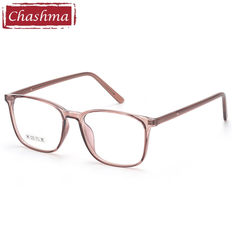 Unisex TR90 Plastic Titanium Frame Eyeglasses 8246 Frame Chashma Transparent D-Brown  