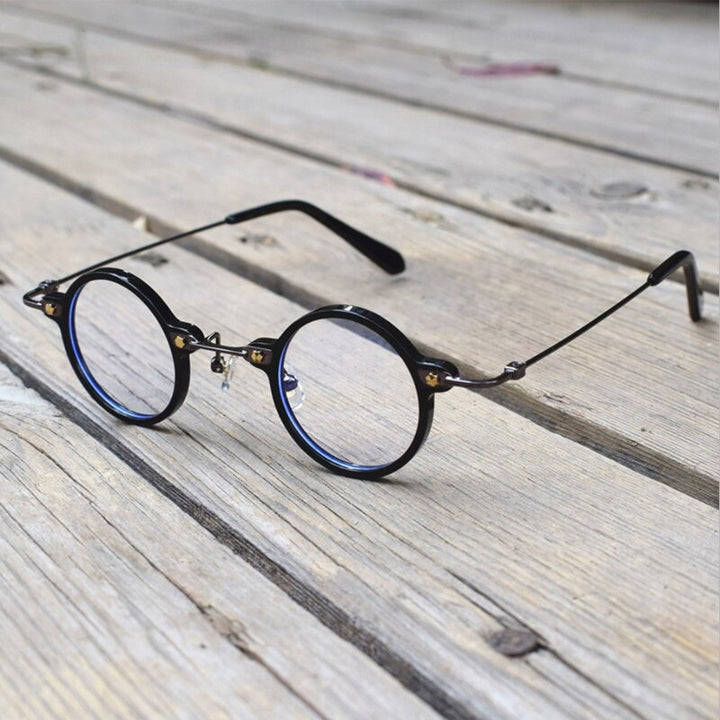 Yujo Unisex Full Rim Acetate Alloy Round Customizable Lens Eyeglasses Frame Yujo C4 CHINA 