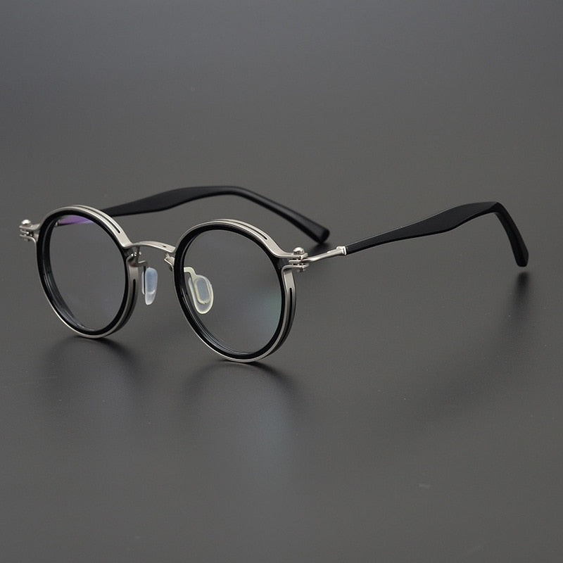 Gatenac Unisex Full Rim Round Acetate Titanium Frame Eyeglasses Gxyj576 Full Rim Gatenac   