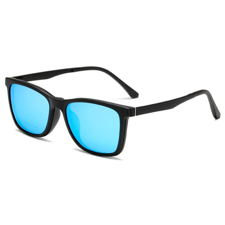Yimaruili Unisex Full Rim TR 90 Resin Eyeglasses With Polarized Magnetic Clip On Sunglasses 2122 Clip On Sunglasses Yimaruili Eyeglasses Matte Black C3  