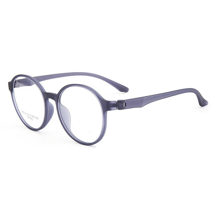 KatKani Unisex Full Rim Round TR 90 Resin Screwless Frame Eyeglasses Full Rim KatKani Eyeglasses Transparent Gray  