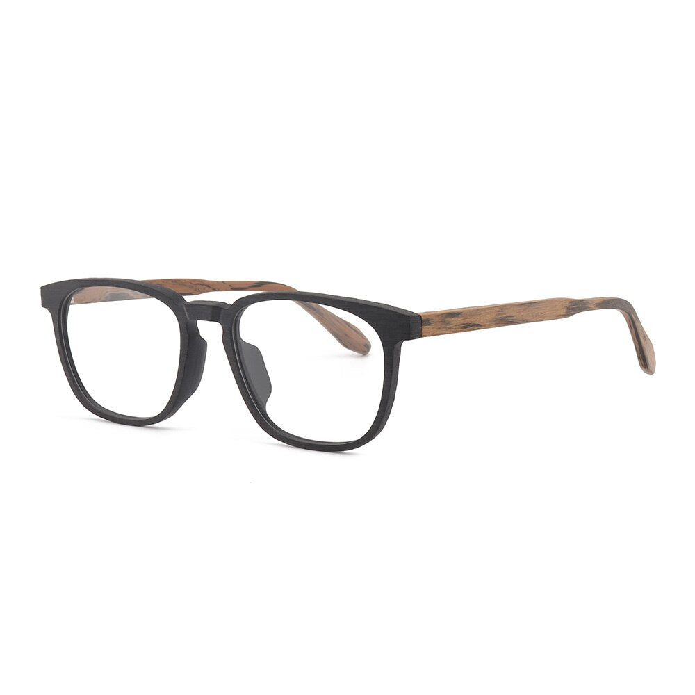 Hdcrafter Men's Full Rim Square Metal Wood Handcrafted Frame Eyeglasses P1690 Full Rim Hdcrafter Eyeglasses   