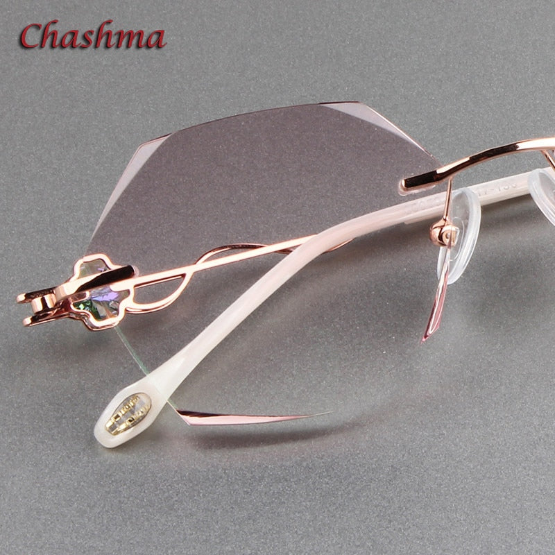 Chashma Ochki Unisex Rimless Round Titanium Eyeglasses Tinted Lenses 88050 Rimless Chashma Ochki   